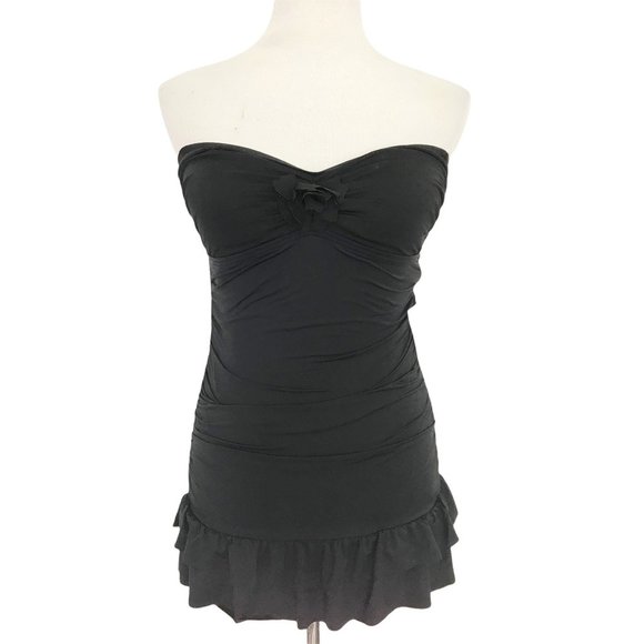 Kenneth Cole Reaction Strapless One Piece Swimsuit Ruffle Bottom Med. - Picture 4 of 11